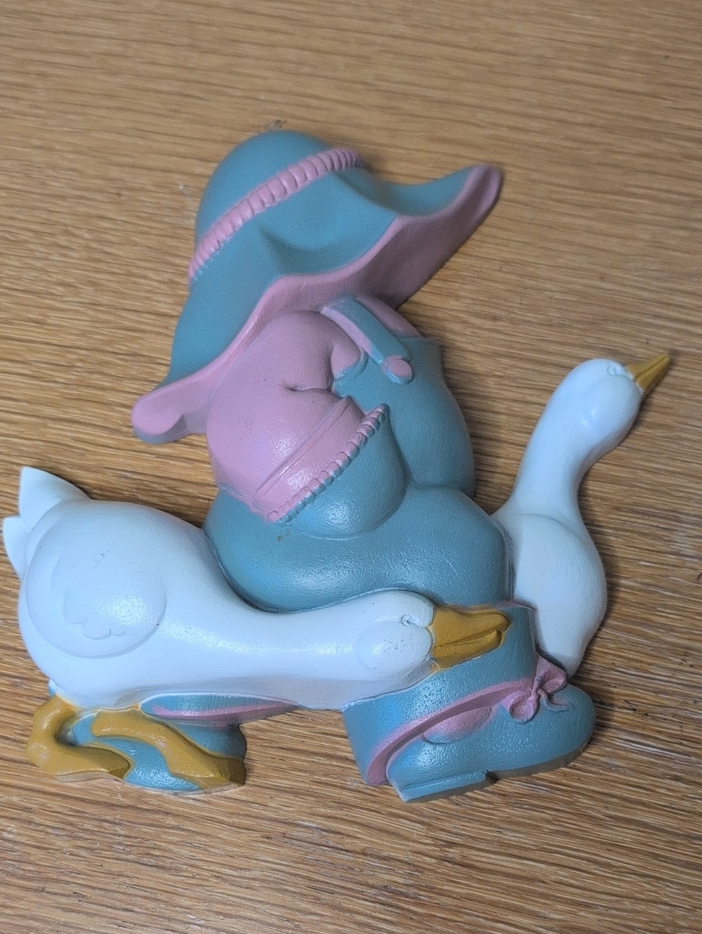 1988 Burwood Co Blue/ Purple Resin Girl And Goose Wall Plaque